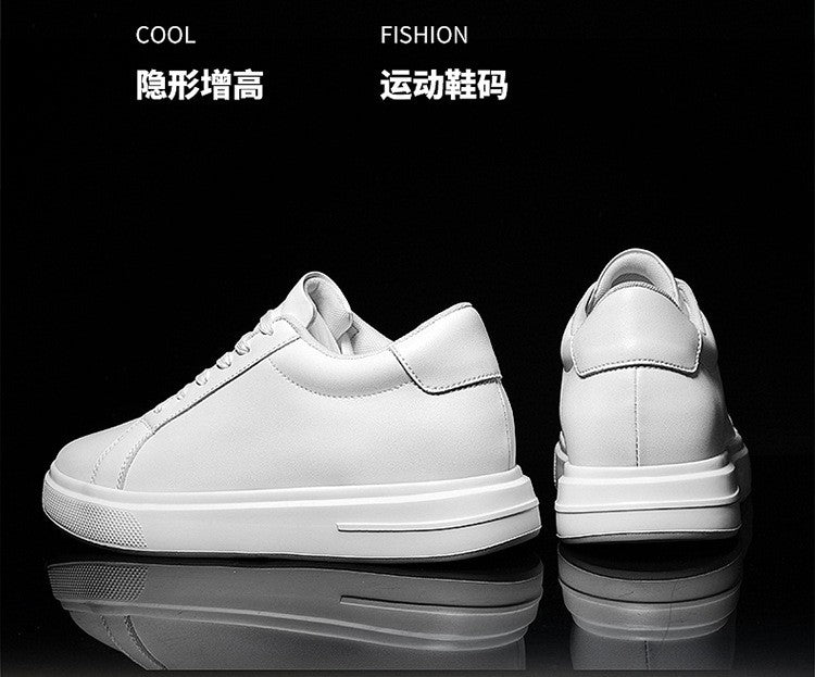 Heightening Casual Shoes Fashion PU Leather Elevator Shoes for Men 6cm 8cm 10cm Invisible Height Increase White Sneakers Cortex
