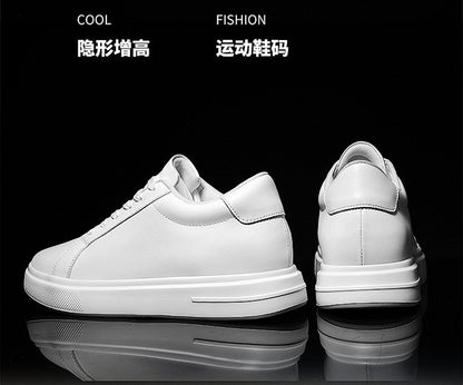 Heightening Casual Shoes Fashion PU Leather Elevator Shoes for Men 6cm 8cm 10cm Invisible Height Increase White Sneakers Cortex