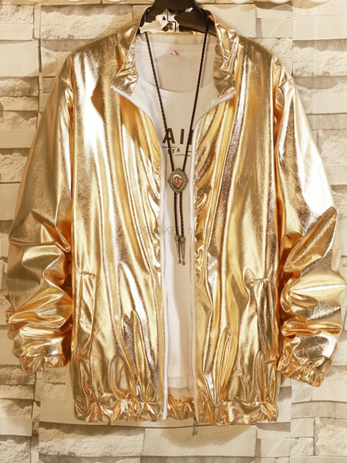 Adults Men's Shiny Metallic Suits Adult Disco Outfit Jacket Pants Halloween Dress Up Nightclub Dance Rave Cosplay Costume