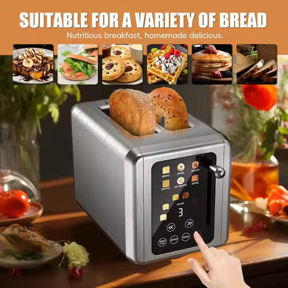 2 Slice Retro Stainless Steel Electric Toaster With Automatic Pop-up For Home Hotel Kitchen Bread Toaster Appliance