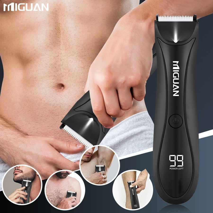 Electric Men's Body Groomer, Hair Clipper & Shaver with USB Charging Docking Station | Features Digital Display | Men's Grooming