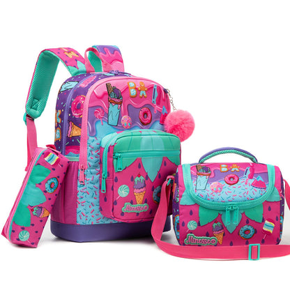 Mochila para meninas com lancheira, estojo, conjuntos de bolsas escolares para meninos, 3 peças para estudantes do ensino fundamental e adolescentes