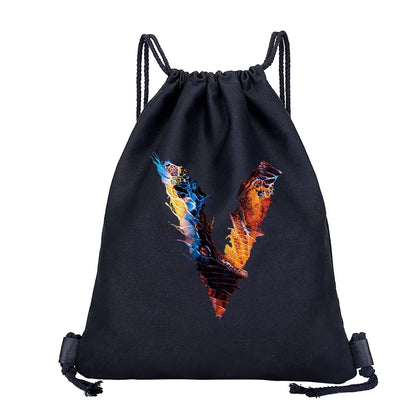 26 Initials Print Drawstring Bag Backpack Men and Women Beach Sports Travel Backpack Kid Gift Supplies Bag Portable Sundries Bag