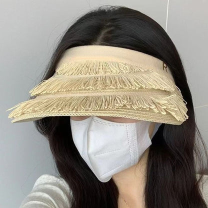 Fashion Designer Tassel Straw Hats Empty Top Summer Empty Top Sun Hat Beach UV Protection Sunshade Cap for Women