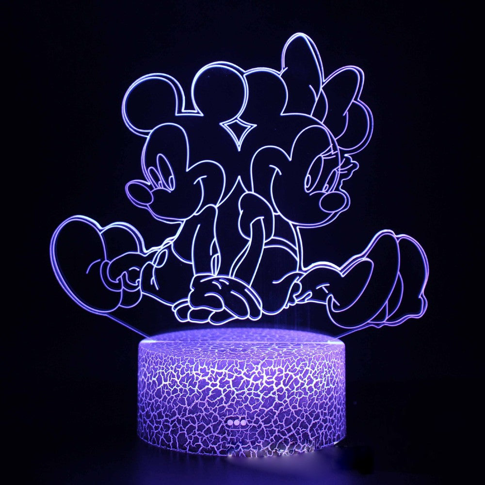 3D Night Light Mickey Mouse Clubhouse 7/16 Color Changing USB charging  Light Bedroom Decorative Light Children's Birthday Gift