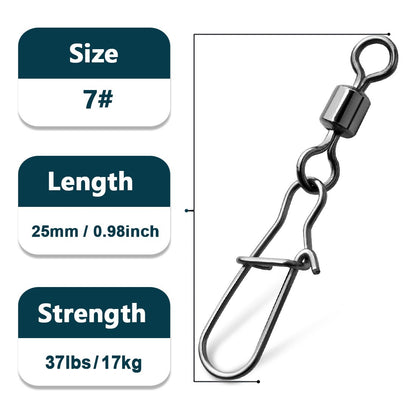 Giradores de Encaixe Duo-Lock 50~200 Peças Girador de Pesca Encaixe de Aço Inoxidável Latão Água Salgada Conectores de Barril Rotativo para Pesca