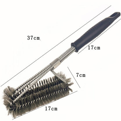Barbecue Grill Cleaning Steel Brush - Handle Design Wire Brush for Grills/Ovens, Perfect for Kitchen Indoor & Outdoor BBQ Use