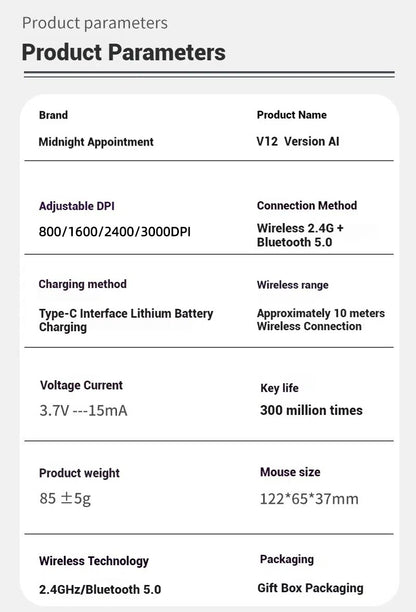Ai Voice Mouse Wireless Bluetooth Dual-Mode Rechargeable for Laptop Pc Voice Typing Translation Deepseek Gpt intelligent Office