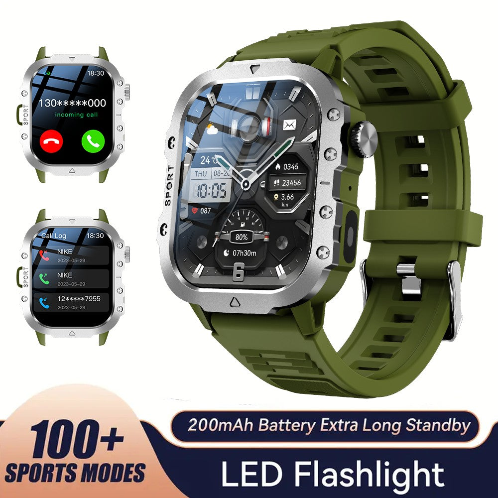 KESHUYOU Relógio Inteligente Esportivo ao Ar Livre Tela HD de 2.01 polegadas Lanterna LED Chamada Bluetooth Relógio Inteligente para Homens Mulheres Presentes de Feriado