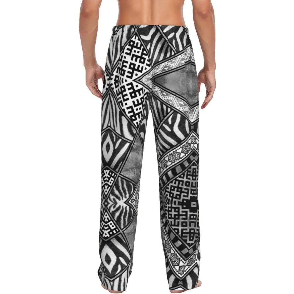 Custom Leopard Print Pajama Pants Men's Animal Skin Sleepwear Lounge Sleep Bottoms Stretch with Pockets