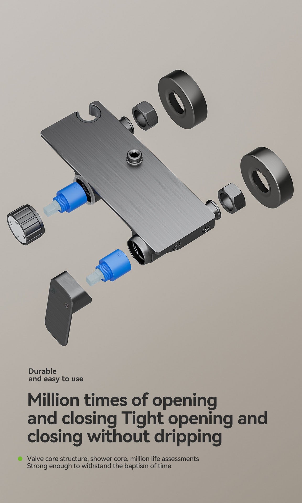Multifunction Bathroom Shower System Set Hot and Cold Water Household Rotary Knob Pressurize Aluminum Gunmetal Gray Shower Set