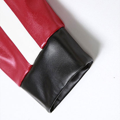 Women Crop Coat New Streetwear Fashion Letter Print Autumn Casual Sporty Wild Clothing Uniform Trend Female Faux Leather Jacket