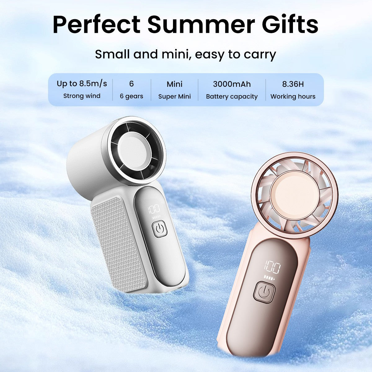 GAIATOP Mini Portable Fan Powerful Trubo Rechargeable Bladeless Fans Ultra-quiet Personal Hand Fan Small Pocket Hand-held Fan