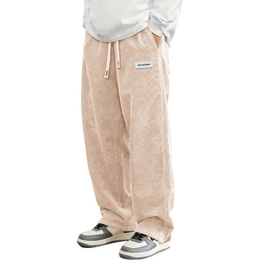 Animal Game Outdoor Mens Corduroy Casual Pants Loose Fit Baggy Pants Straight Sweatpants Elastic Waist Drawstring Streetwear
