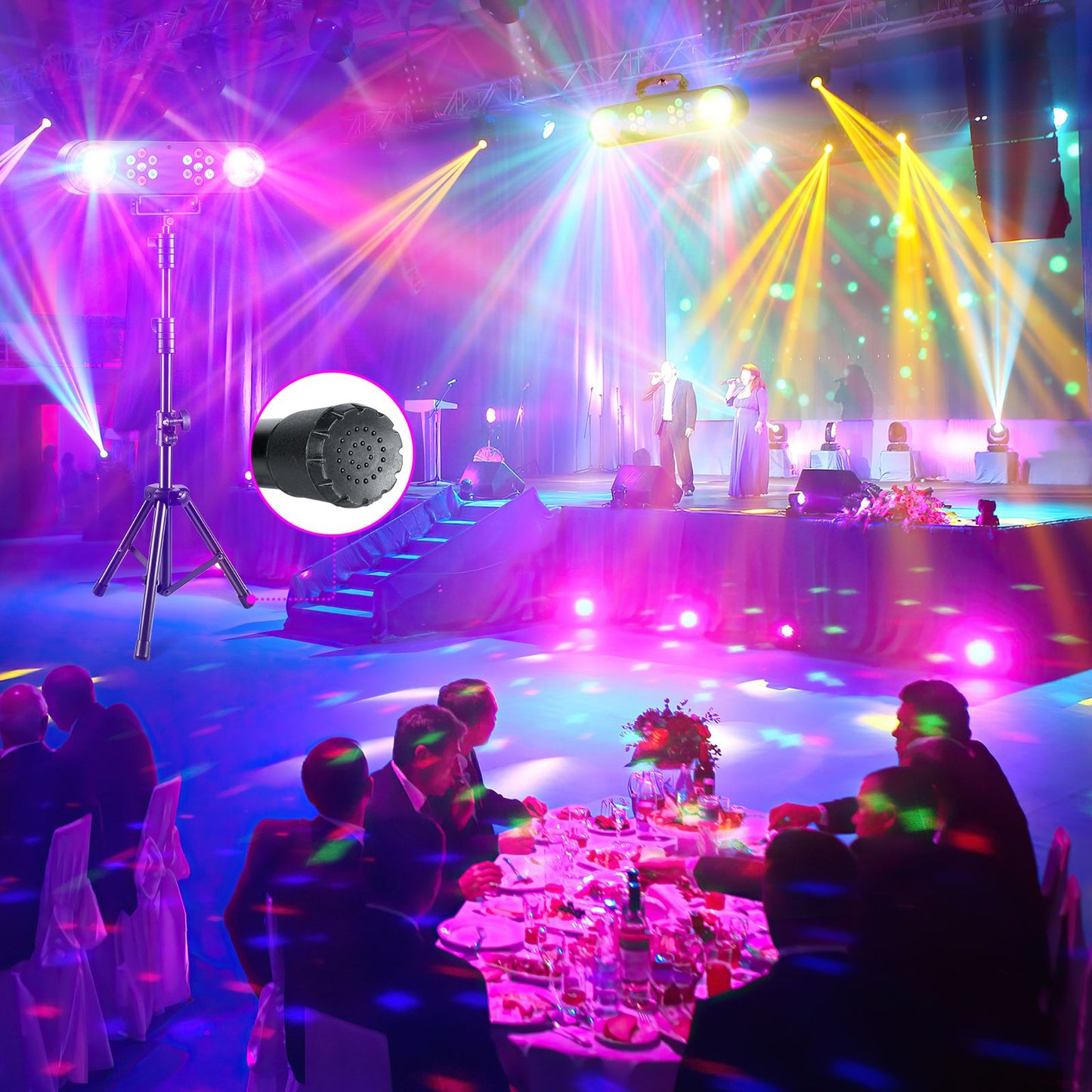 30W RGB 3in1 Bracket Effect Lights Dyeing Magic Ball Lights Remote Control Stage Effect Lighting Projector for DJ Party Concert