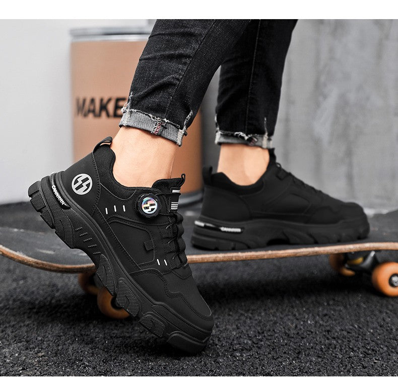 Men's boots autumn and winter new rotating shoelaces fashion casual boots youth outdoor boots anti slip soft sole workwear boots