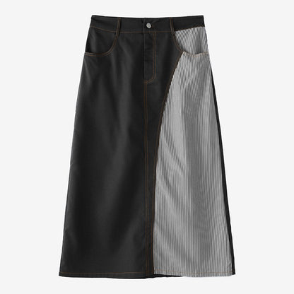 ZANZEA Women Plus Size Skirts High Waist Denim Striped Long Skirt Casual Vintage Big Size Skirt Summer Pockets Fashion Bottoms