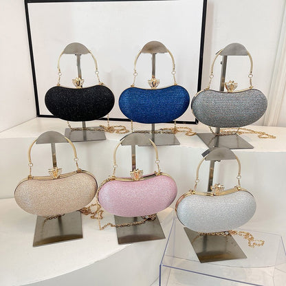 Luxury Shiny Evening Bag for Women Elegant Diamonds Buckle Exquisite Metal Handel Chain Clutch Bag Sparking Sequined Party Bags