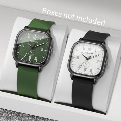 1/2/3PCS Fashion Square Women Watches Casual Silicone Strap Quartz Watches Sports Wristwatch For Men Women Students?Without Box?