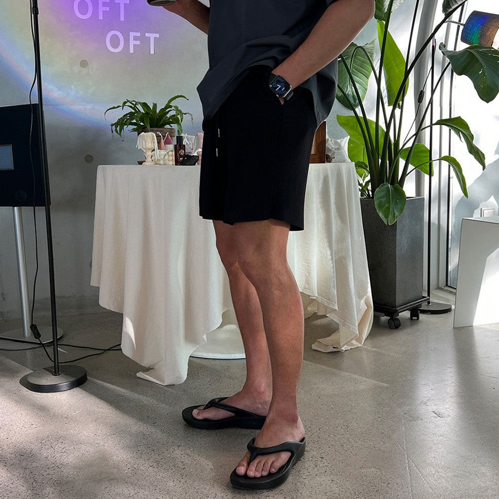 Men's Summer Quick Dry Breathable Gym Fitness Sports Running Ruffled Casual Shorts Workout Jogger Short Pants Loose Sweatpants