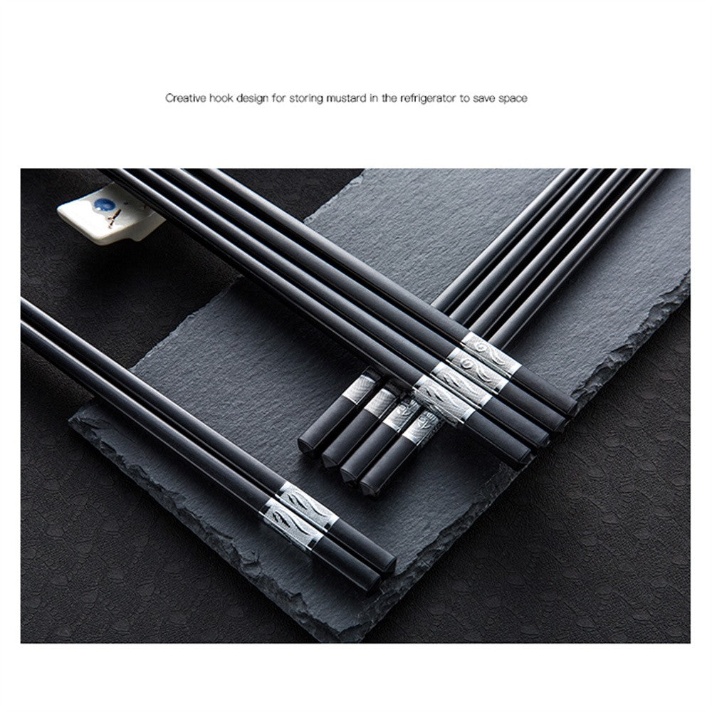 1 Pair Chinese style chopsticks tableware food stick alloy Catering utensils sushi sticks Non-slip Household Kitchen Utensils