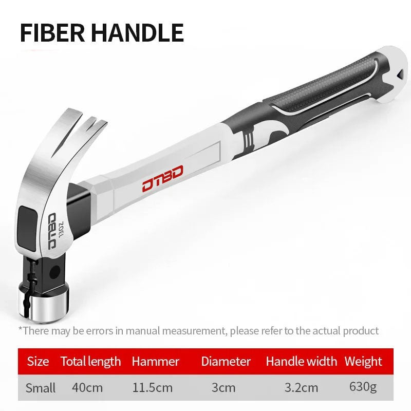 Martelo de Aço Multiuso Antiderrapante à Prova de Choque Ferramenta Manual Martelo Magnético para Carpintaria Martelo com Sucção Automática de Prego