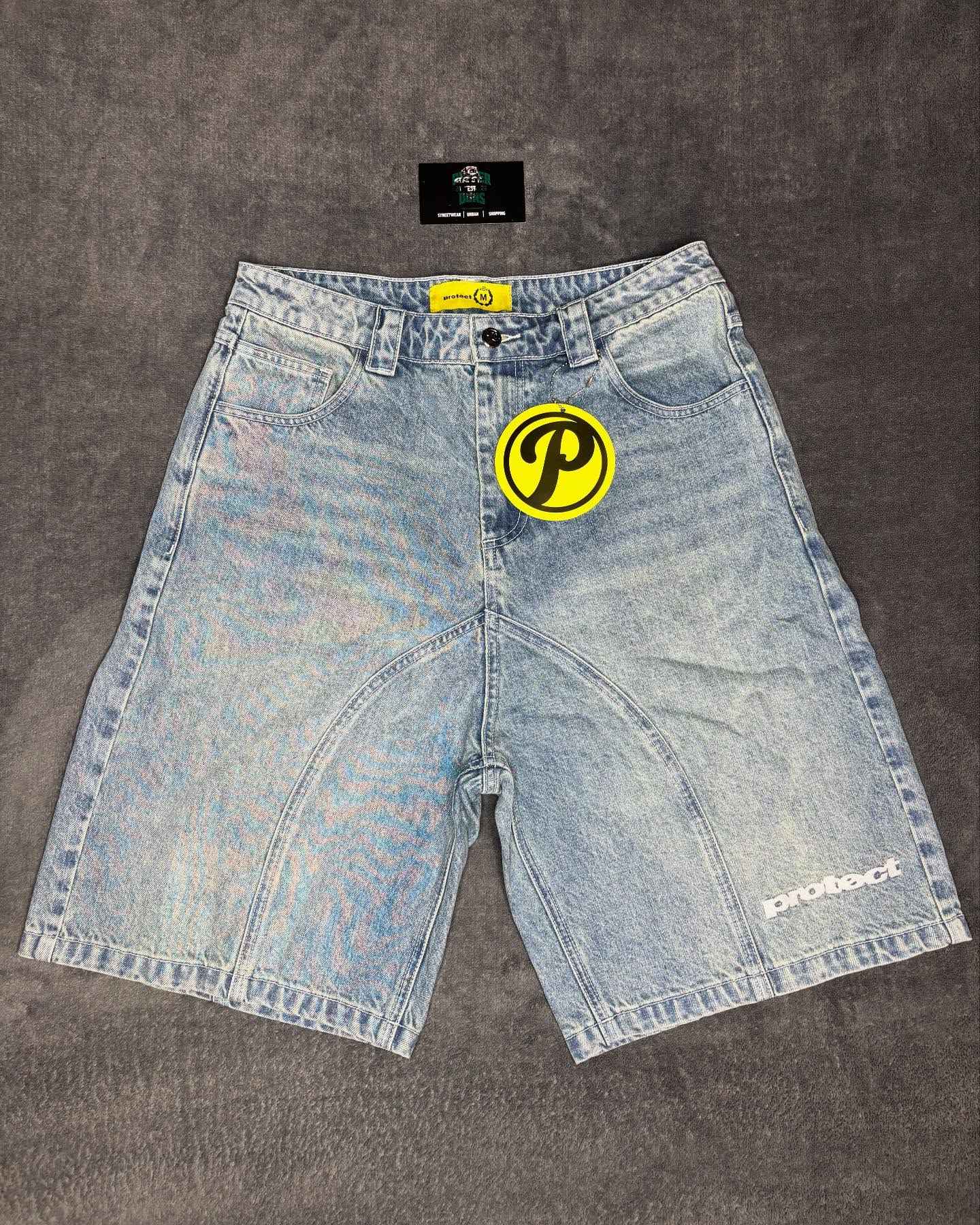 Retro Leaves Camouflage Denim Shorts Y2K Jeans Men Hip Hop Lettering Embroidery Retro Baggy Shorts Low Waist Over The Knee Pants