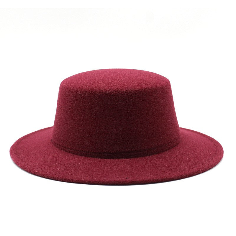 Autumn Winter Kids Felted Fedoras Hats for Boys Girls Solid Imitation Woolen Flat top Jazz Caps Childs Formal Dress Hats