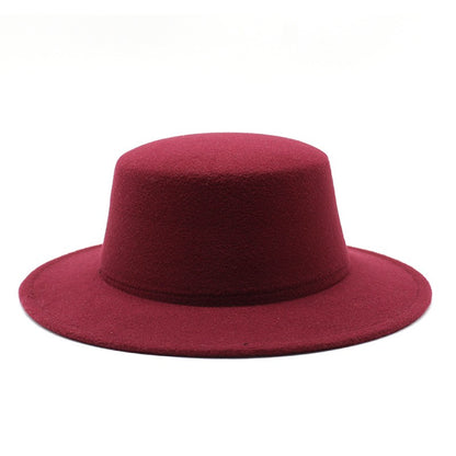 Autumn Winter Kids Felted Fedoras Hats for Boys Girls Solid Imitation Woolen Flat top Jazz Caps Childs Formal Dress Hats