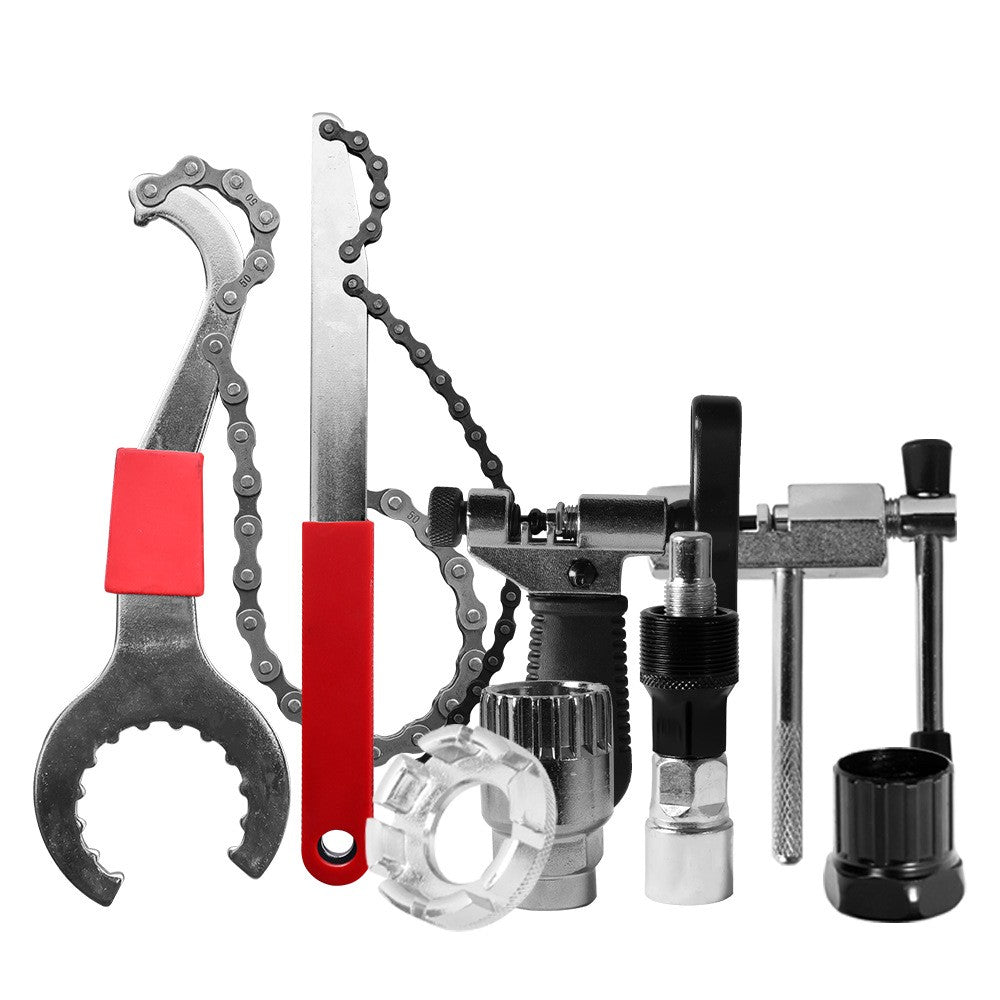 Kit de Ferramentas para Reparo de Bicicletas Extrator de Cassete Extrator de Suporte Ferramenta de Remoção de Volante de Bicicleta Cortador de Corrente Extrator de Pedivela Chave de Bicicleta