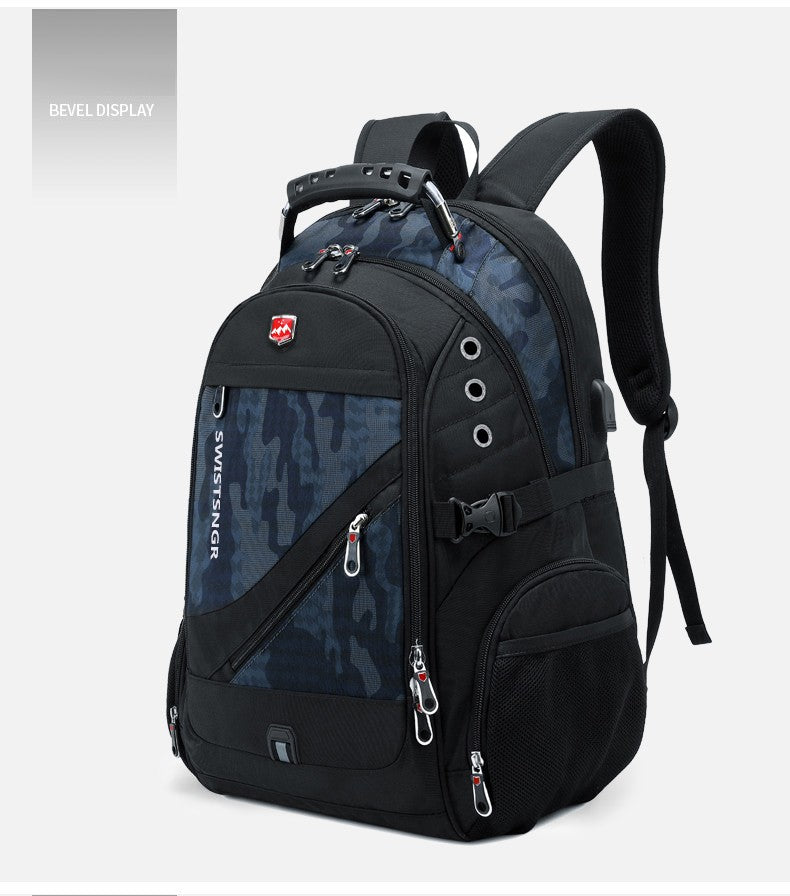 Mochila Masculina Antifurto Impermeável para Notebook de 17 polegadas com Carregamento USB, Mochila de Viagem de Negócios e Escolar Masculina