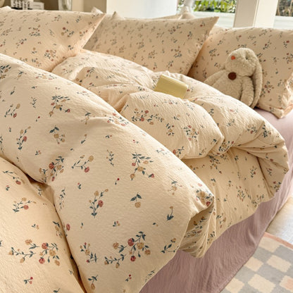 INS Cute Bow Bedding Set for Girls Women Soft Bed Sheet Set Pillowcase Single Twin Full 200x230cm Kawaii Duvet Cover Set
