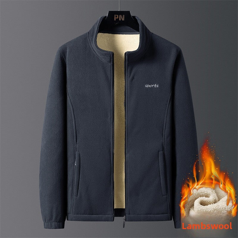 Jaqueta Masculina de Algodão Gola Alta, Espessa, Lã de Cordeiro, Confortável, Quente, Respirável, Corta-Vento, para Pesca de Lazer no Inverno