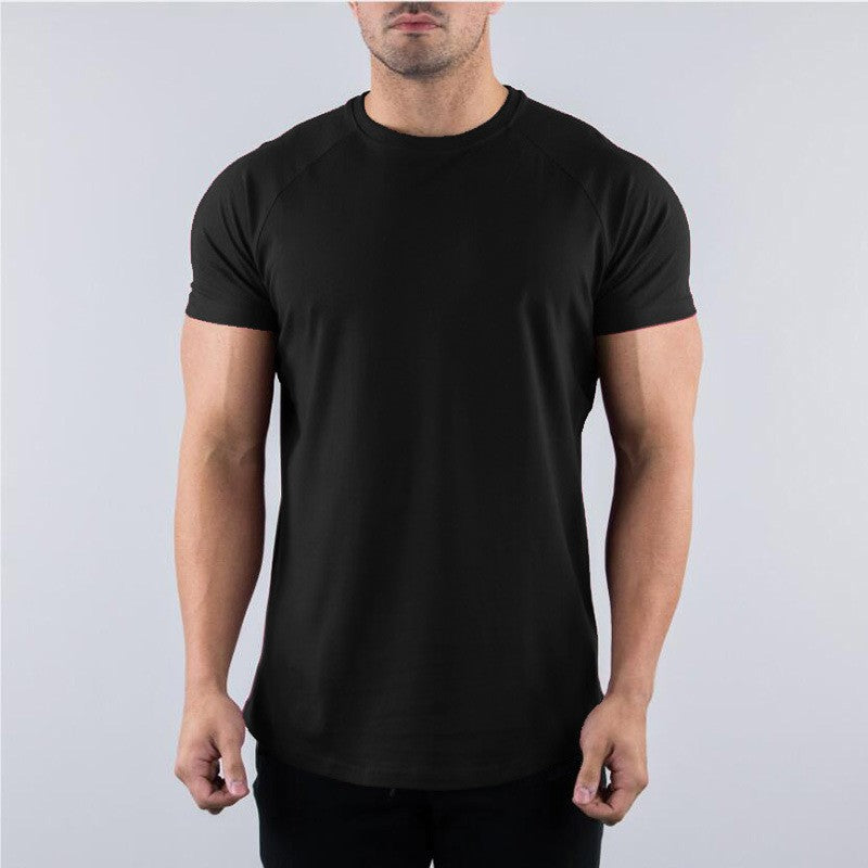 Cotton Gym T-shirt Men Summer Fitness Clothing O-Neck Short Sleeve T shirt Slim Fit Tshirt Bodybuilding Workout Tees Tops