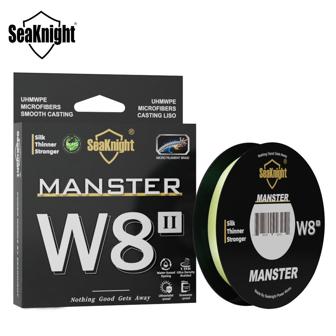 Linha de Pesca SeaKnight W8 II 300M PE, 8 Fios, Multifilamento Trançado, Revestimento Atualizado de Resina de Silicone, Pesca em Água Salgada