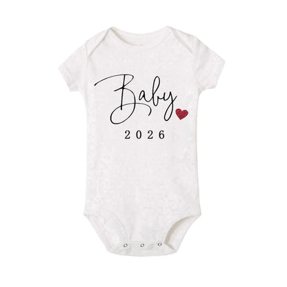 Baby 2026 Print Baby Romper Pregnancy Announcement Newborn Bodysuits Cotton Summer Boys Girls Romper Jumpsuit Clothes Outfit