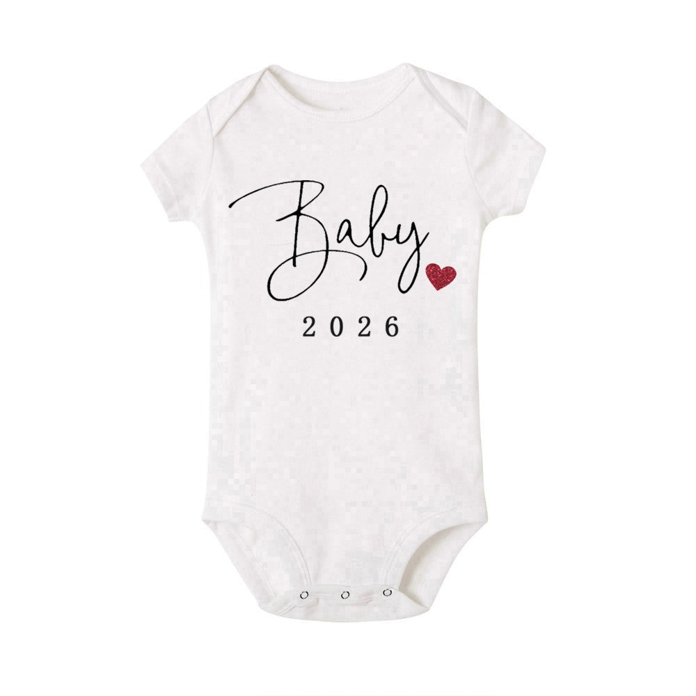 Baby 2026 Print Baby Romper Pregnancy Announcement Newborn Bodysuits Cotton Summer Boys Girls Romper Jumpsuit Clothes Outfit