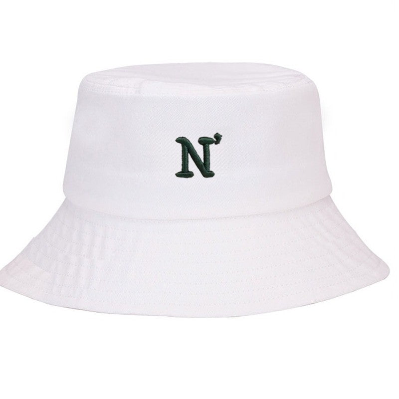 Chapéu Bucket de Algodão com Letra "N" para Homens e Mulheres Chapéu de Pescador Ajustável Estilo Simples Proteção Solar Suave Casual para o Dia a Dia ao Ar Livre Presente