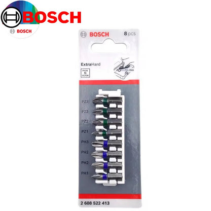Bosch 2608522413 Brocas de Impacto Combinação PH1/2/3PZ2/3 25MM Extra Duras Kit de 8 Peças Acessórios para Ferramentas de Parafusadeira