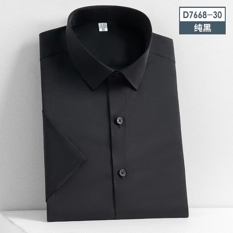 Stretch Anti-Wrinkle Smooth Men's Shirts Short Sleeves Dress Shirts For Men Slim Fit Camisa Social Business Blouse White Shirt