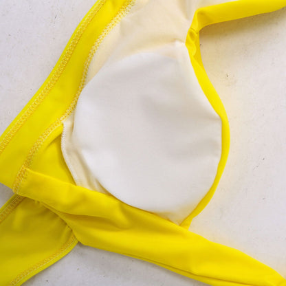 Halter Neck Push Up Bikinis Tops Women 2025 New Chest Padded Solid Swimwears Bikinis Top For Women Summer Beach Bathing Suit