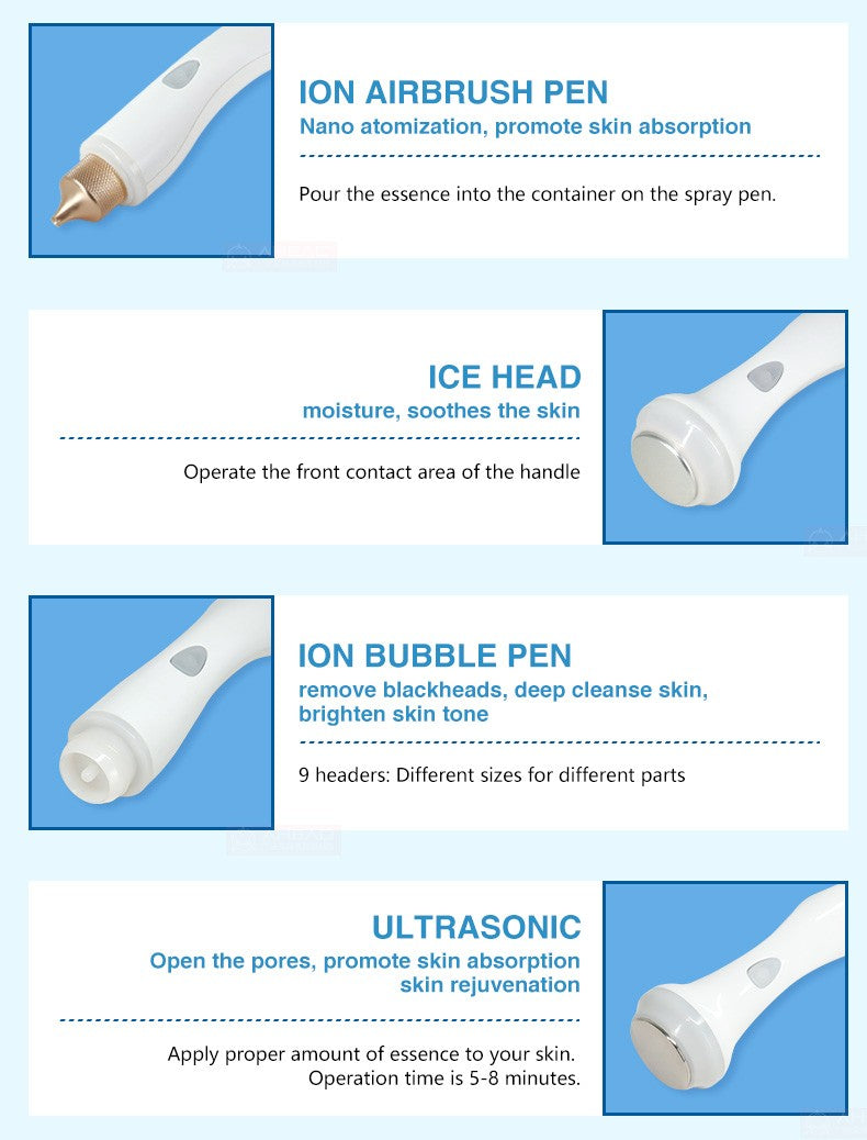 7 in 1 Smart Ice Blue Multifunctional Facial Care Instrument Facial Deep Cleansing Hydrating Microdermabrasion Machine