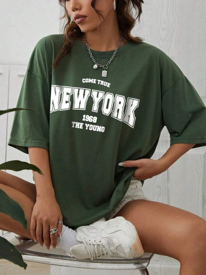 When 1968 The New York Is Young Cotton Woman Tshirts Oversize Daily Tshirts Creativity Streettshirt Individual Casual Clothes
