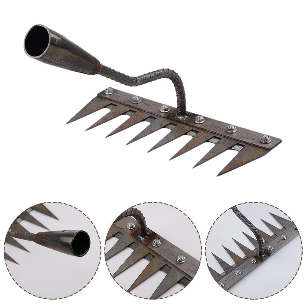1PCS Teeth Carbon Steel Garden Hand Rake for Farm Garden Weeding Tools Scarifier Agricultural Nail Harrow Metal Harrow