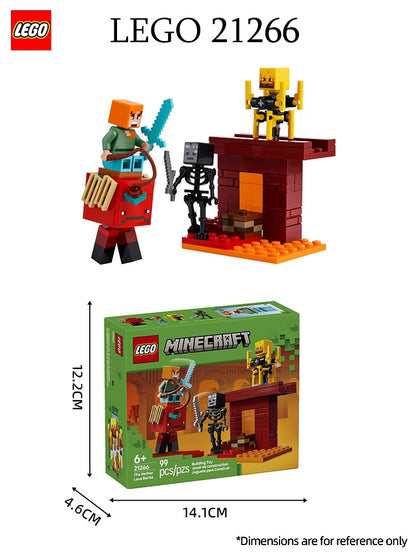 Lego 21266 Batalha do Lago de Lava Minecraft Série 2025 Blocos de Montar Infantis Novos