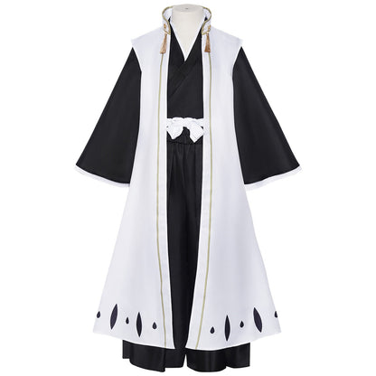 Anime Kuchiki Byakuya Cosplay Costume wig Kimono Gotei 13 Captain White Cloak Combat Uniform Adult Man Halloween Carnival Suit