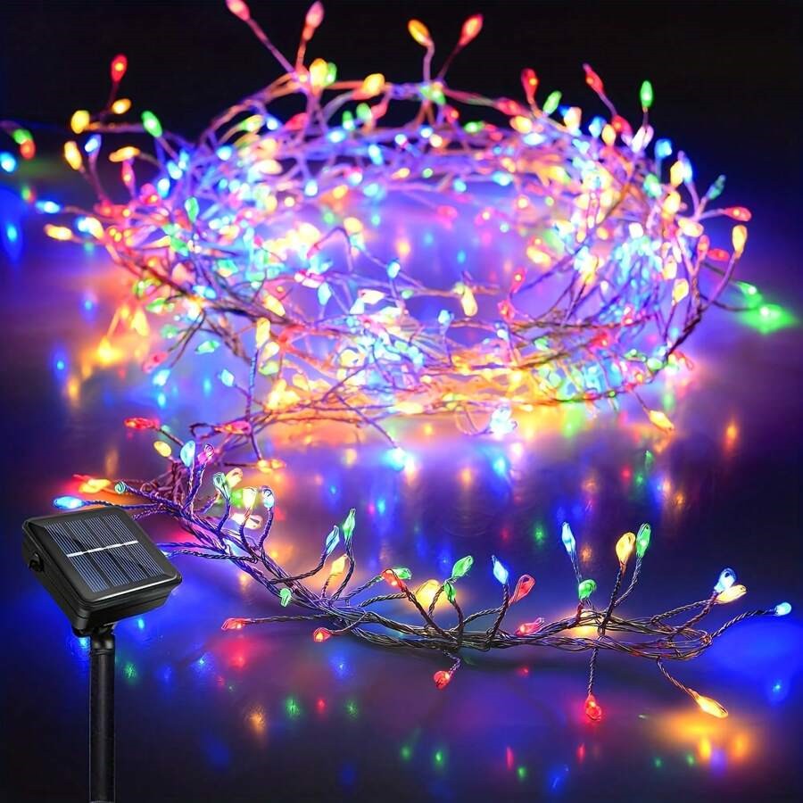 Solar LED Firecracker String Lights Outdoor Waterproof Garland Fairy Light for Wedding Party Garden Christmas Holiday Decoration