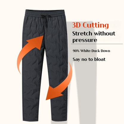Mens Winter Pants New Thermal Trousers 90 White Duck Down Feather Warm Father Thickened Windproof Outdoor