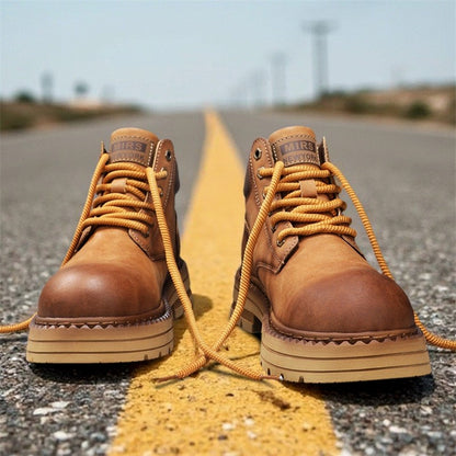 New Men's Casual High-top Boots, Anti-slip and Wear-resistant Thick-soled Height-increasing Shoes, Street Retro Work Boots