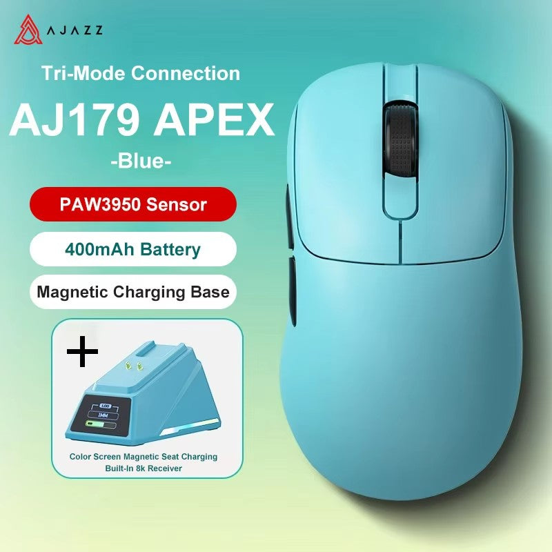 AJAZZ AJ179 APEX PAW3950 30000DPI 8Khz Wireless Gaming Mouse Right Handed Ergonomic Mouse with RGB Magnetic Screen Charging Base